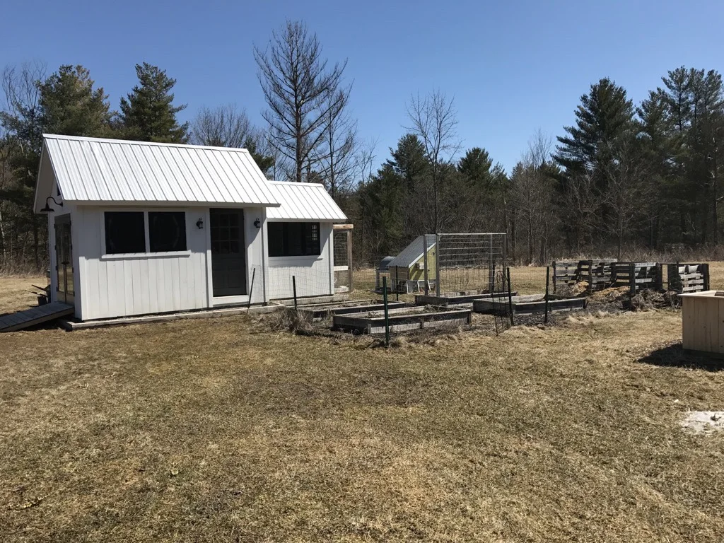 Before garden with four raised beds