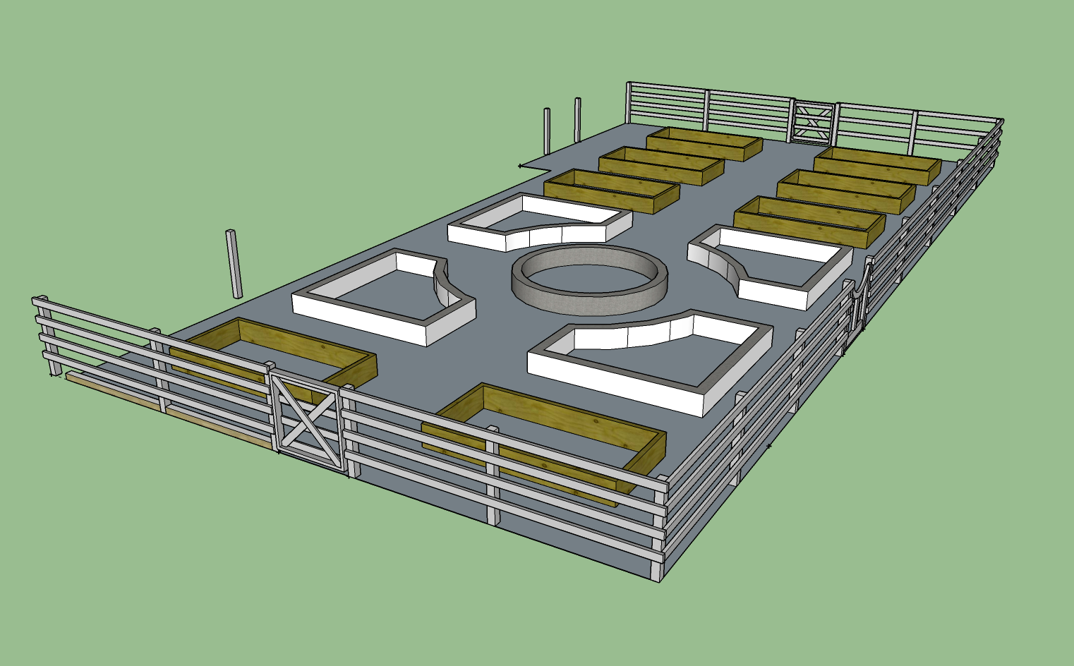 sketchup garden plan with fence and gates