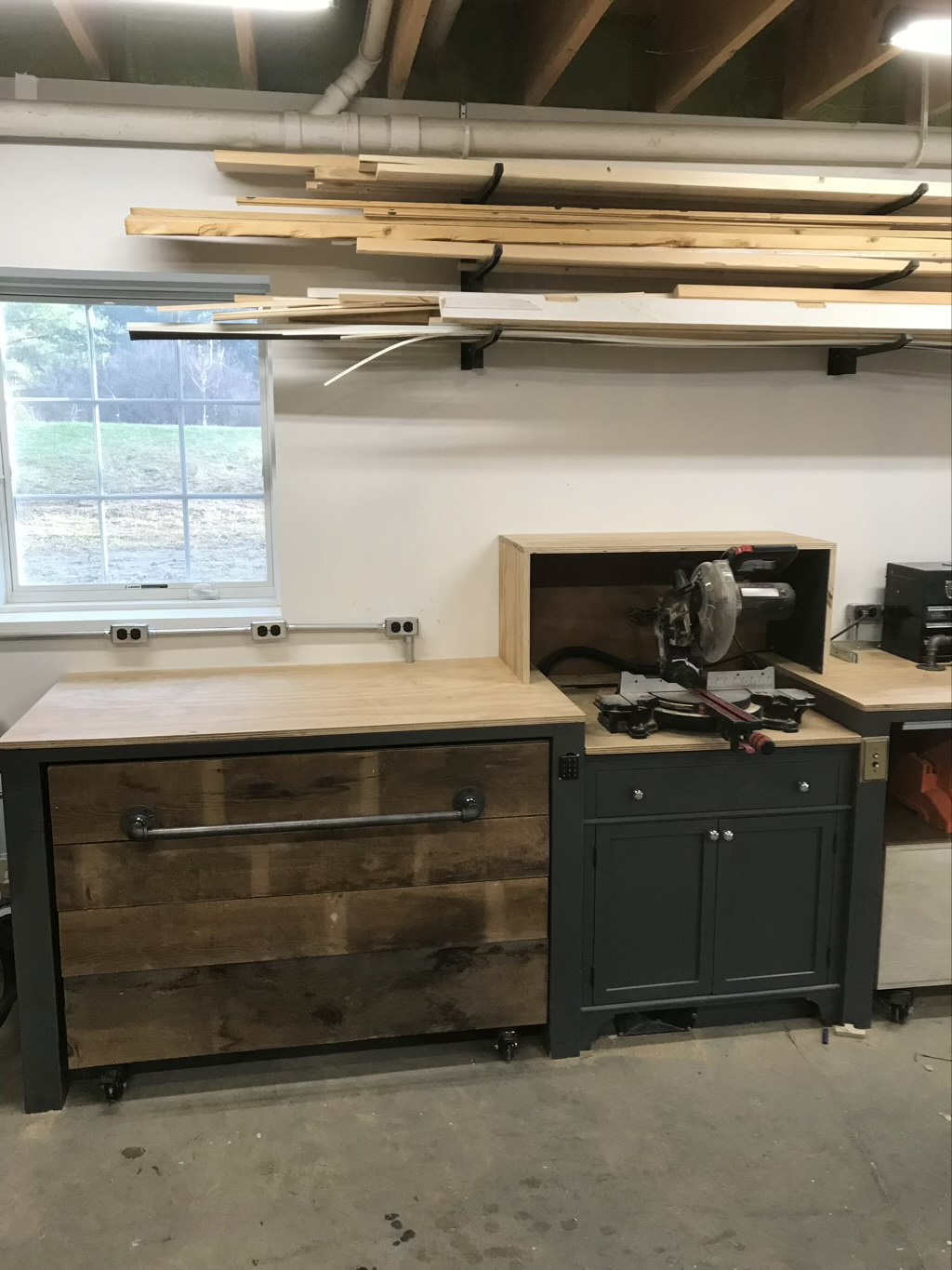 Miter saw station reclaimed wood