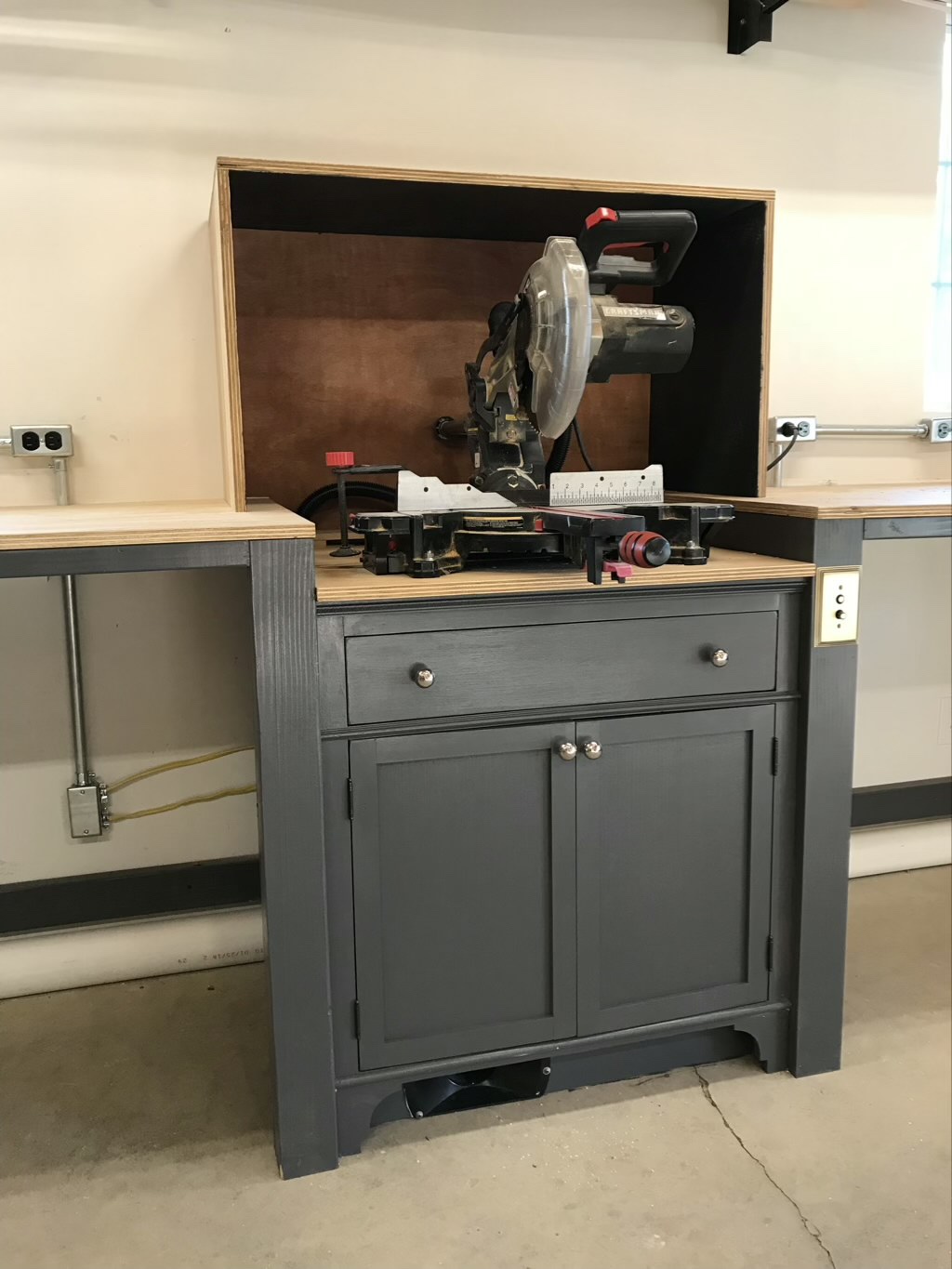 Miter Saw Cabinet Painted Gray