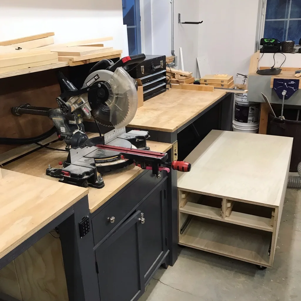 Table saw rolling cabinet before