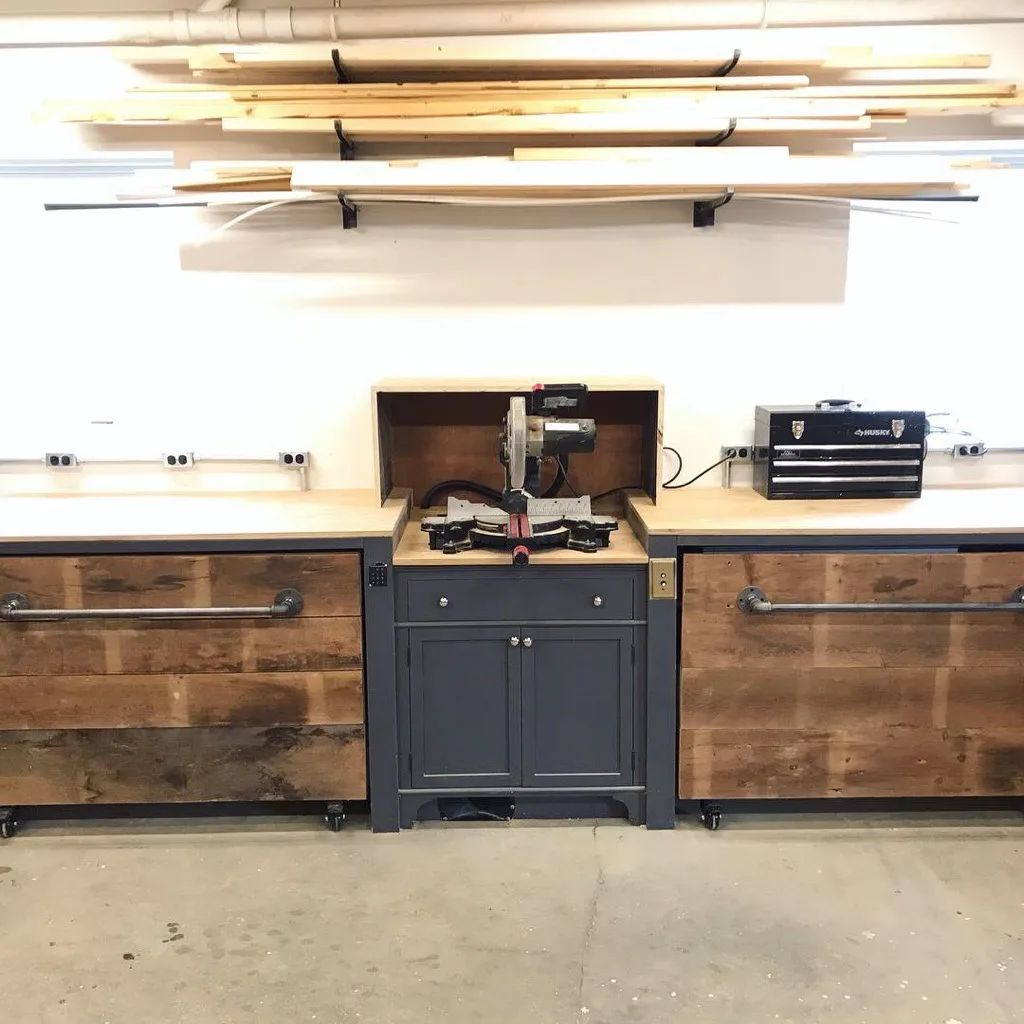 Miter Saw Station with roll out carts