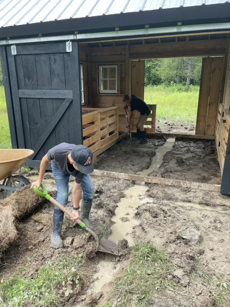 digging trenches for shed drainage