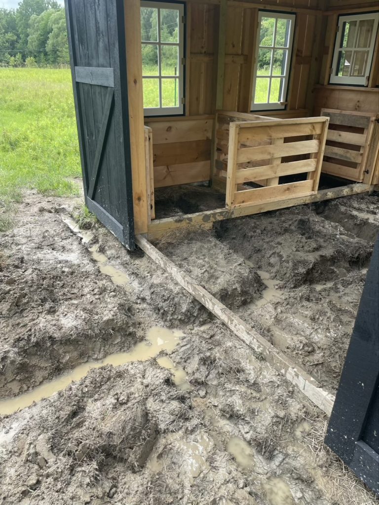 trenching in shed for drainage