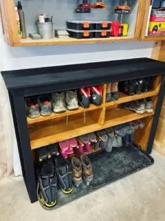 DIY boot rack with shoes