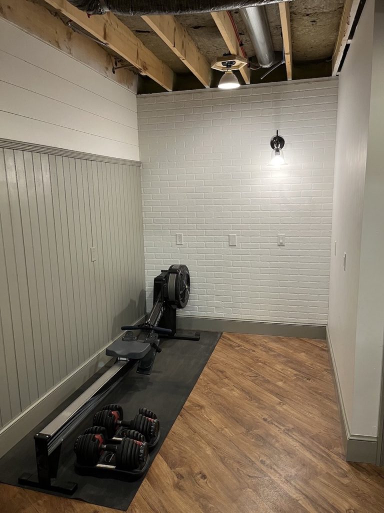 paneling basement mudroom gym