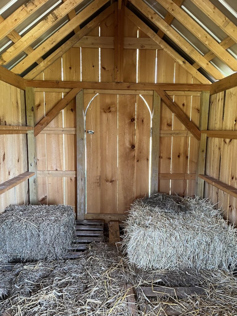 Sheep shed attached hay storage