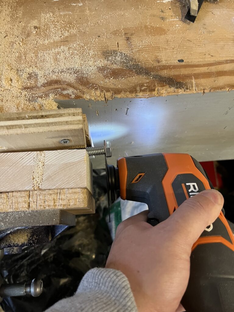 Cutting head off bolt with multi tool