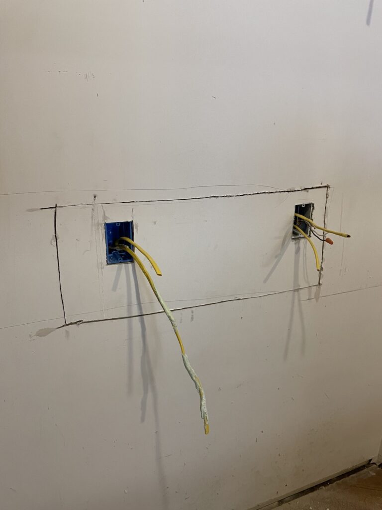 Pulling wires for outlets and sconce switch