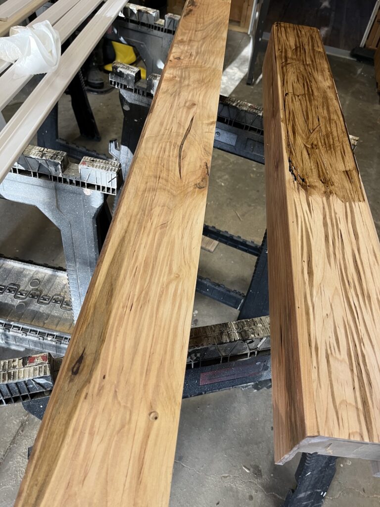 staining beams with aged oak gel stain
