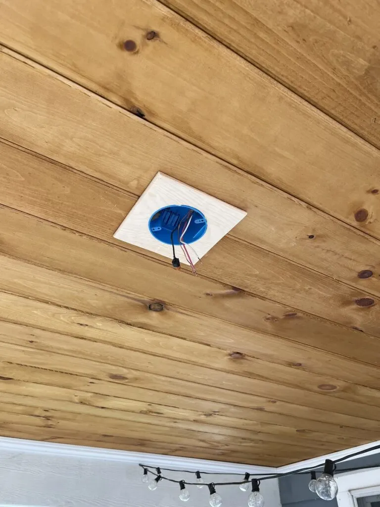 Dry fit of the ceiling fan trim box