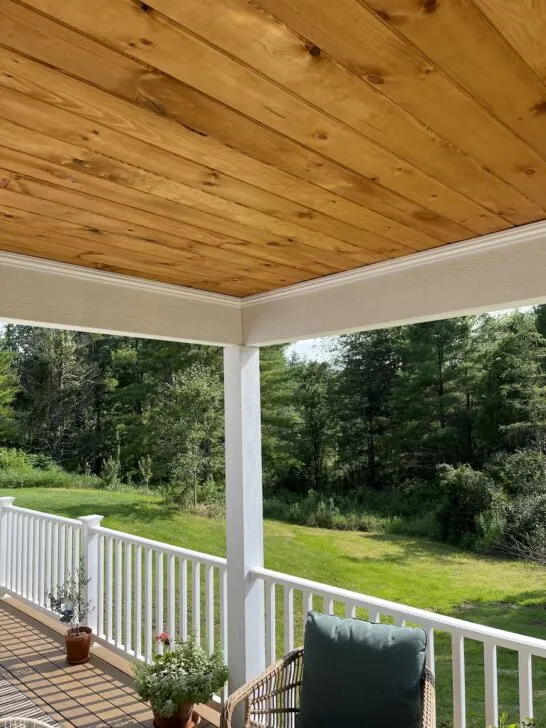 Tongue and groove pine porch ceiling