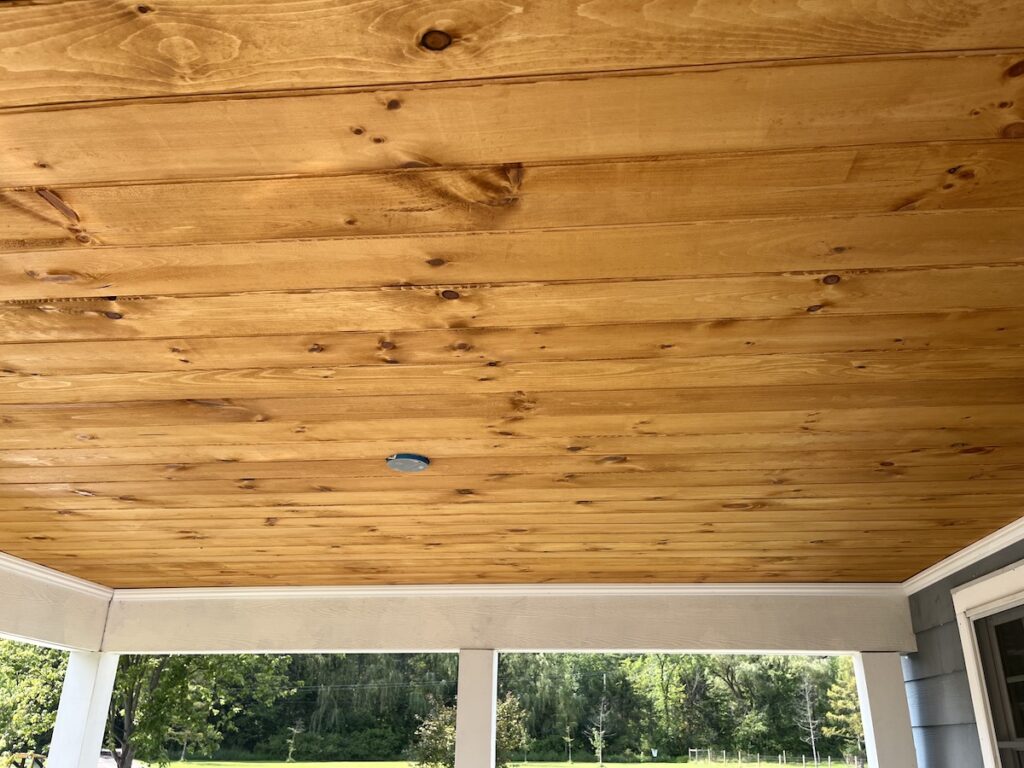 Trim around the outside of the porch ceiling