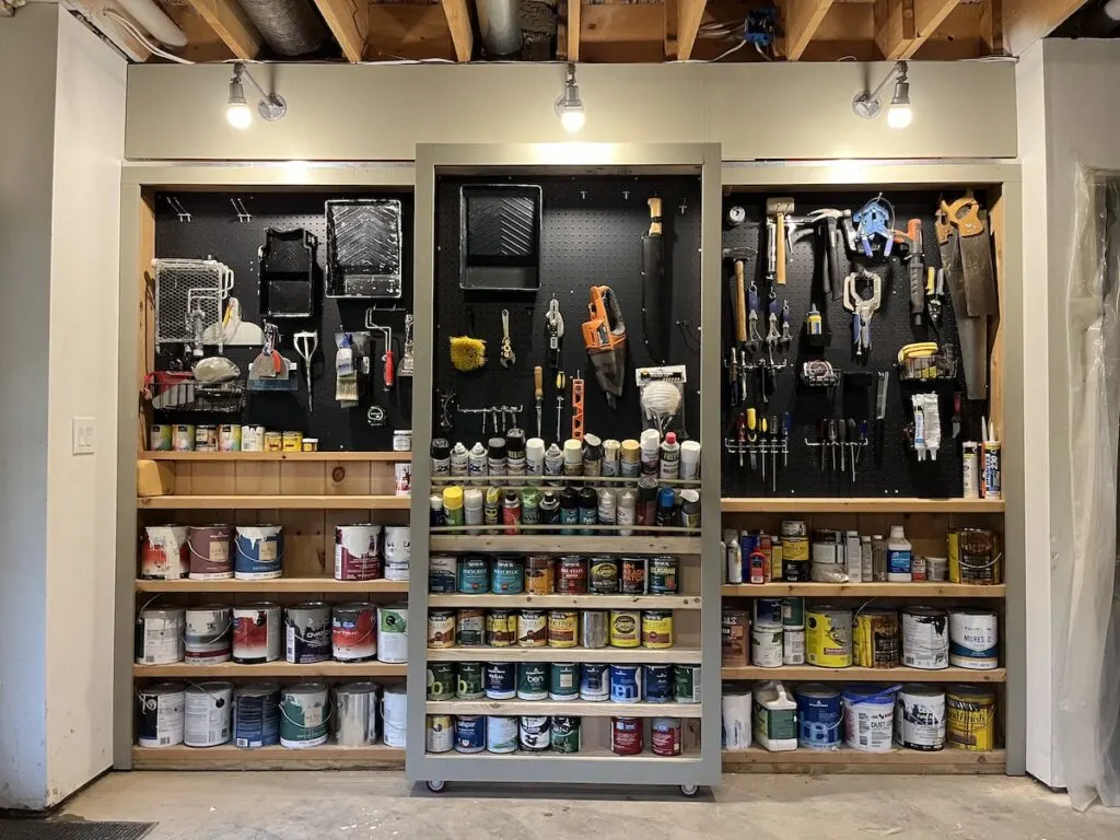 Rolling shelves as hidden door