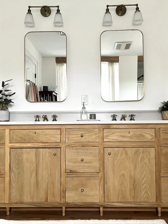 DIY oak double vanity