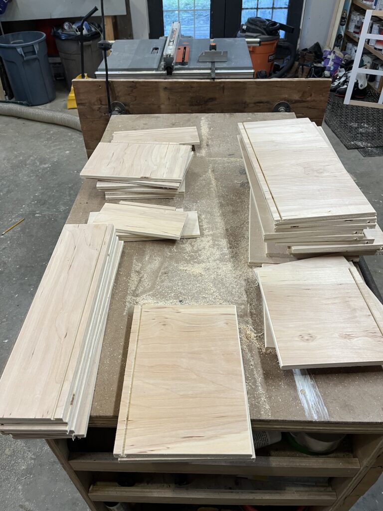 Drawer box pieces ready for assembly