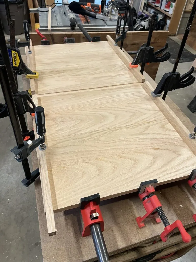 Gluing up slab doors