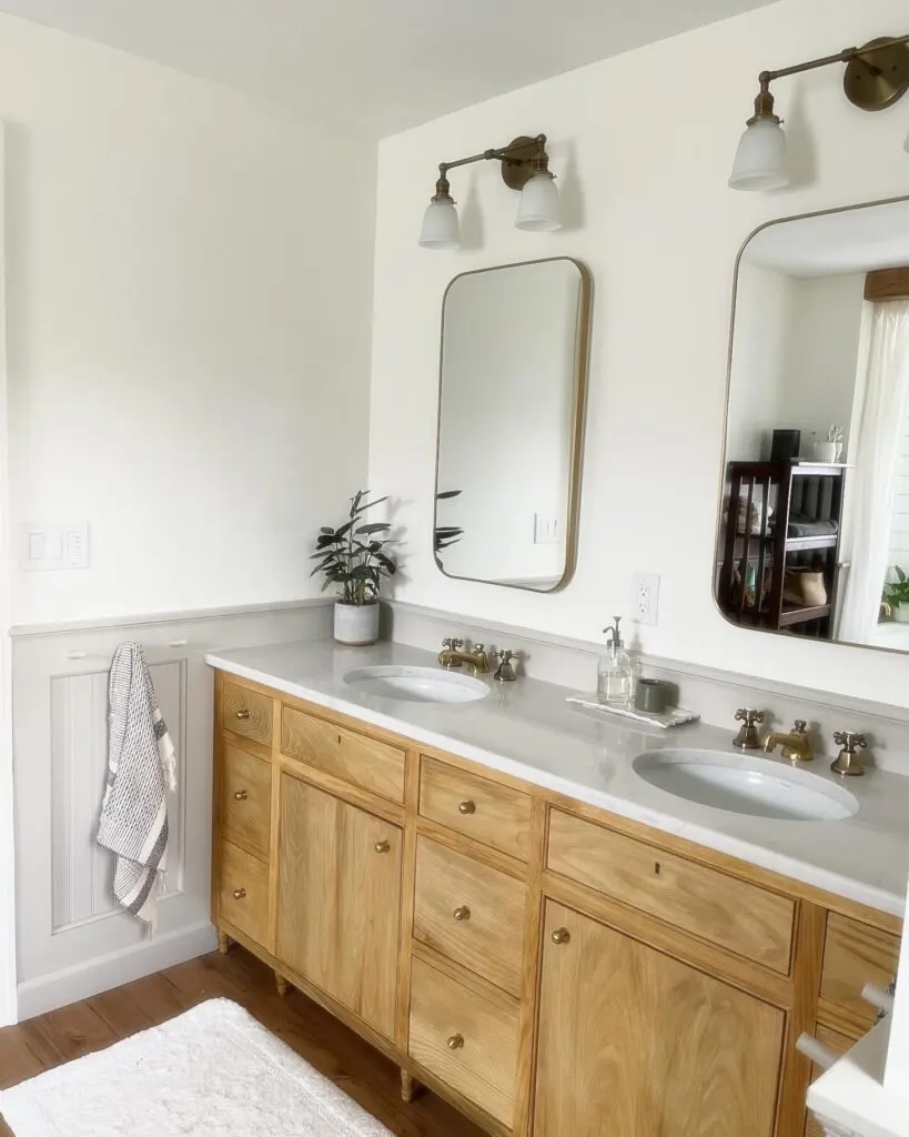 Left side of finished diy oak vanity