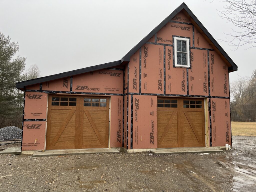 Zip system over framed garage