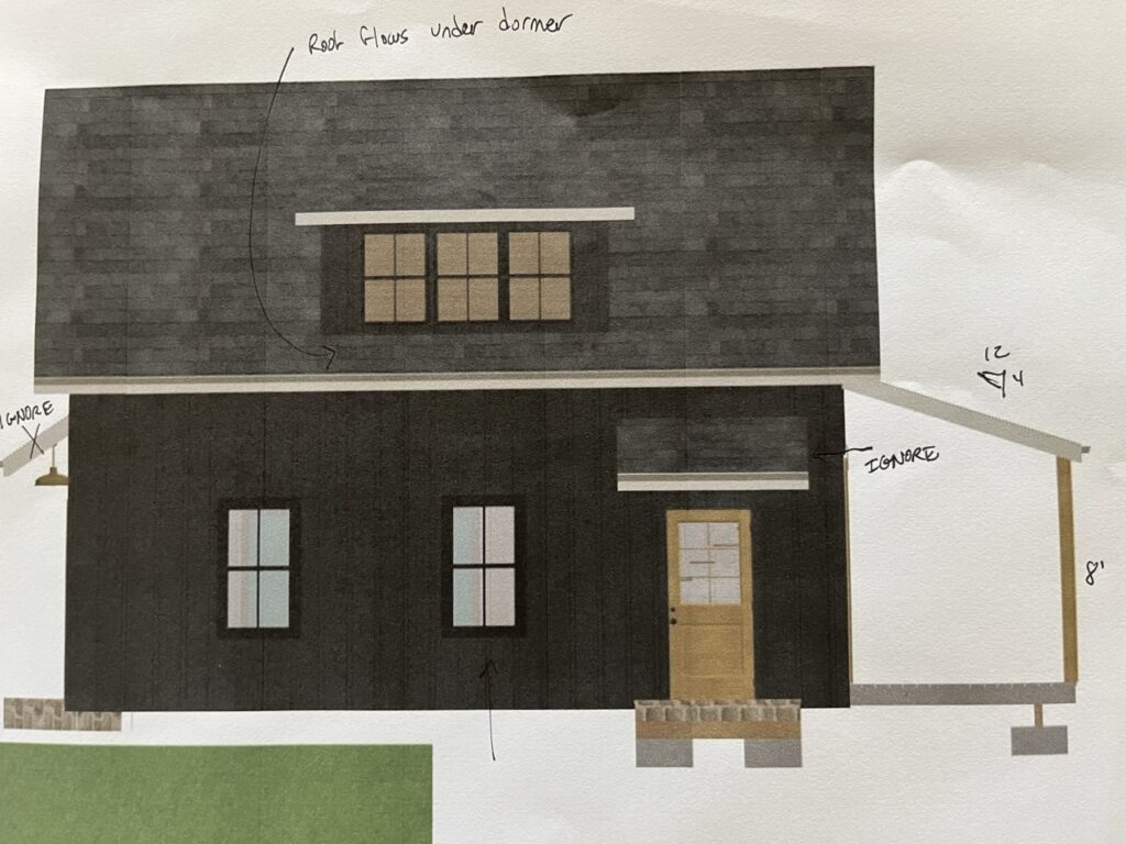 Profile rendering of a barn style garage for builder